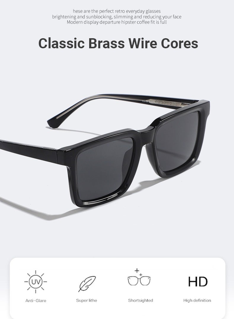 Youque TR90 Polarized sunglasses HD Polarized Lens 100% UV400 Protection Stylish Design Classic Square Sports Sun Glasses Driving for Men/Women Black - Image 2