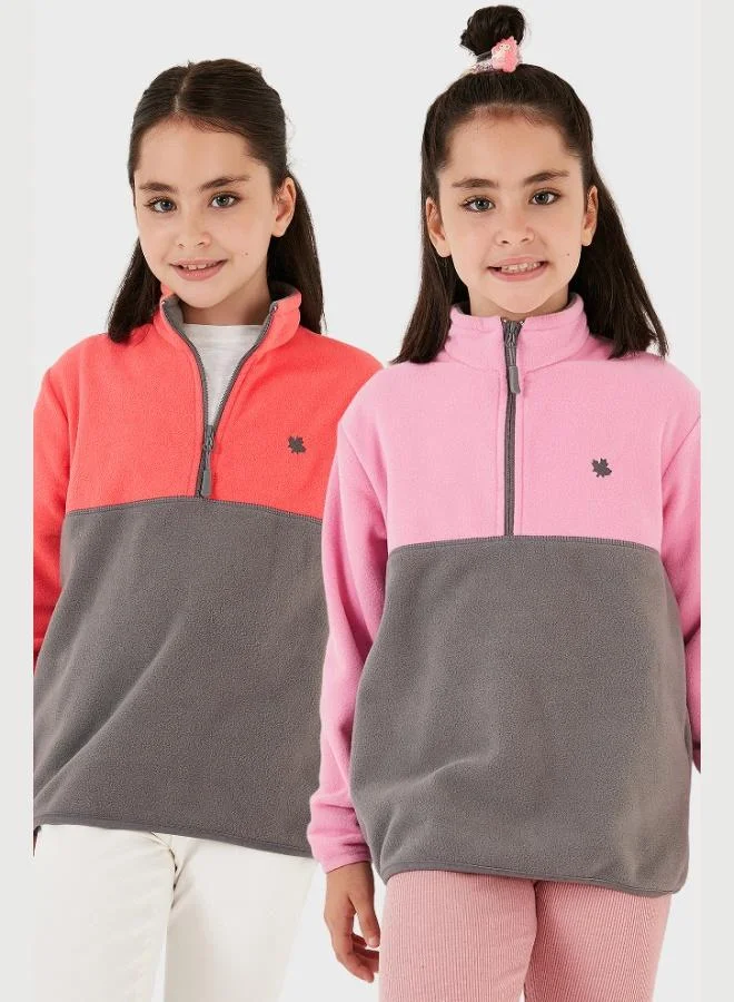 Lela Lela Soft Texture Half Zipper Color Block Stand Collar 2-Pack Polar Kids POLAR 5905004S2