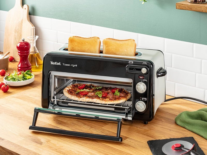 T-fal Tefal Toast & Grill TL6008 - Toaster and Oven, 2 in 1, 1300W Power, 1 Long Slot, 10 min Timer, Thermostat Adjustable up to 220 C, Includes Cookbook, Crumb Tray - Image 4