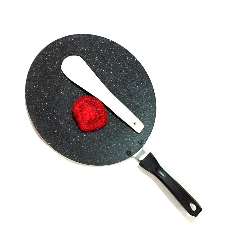 Non Stick Roti Pan Concave Tawa Low Oil Cooking Easy to Clean Cool Touch Handle 4 mm Thick Parathas Theplas Chapati Pancake Griddle Omelet - Image 2