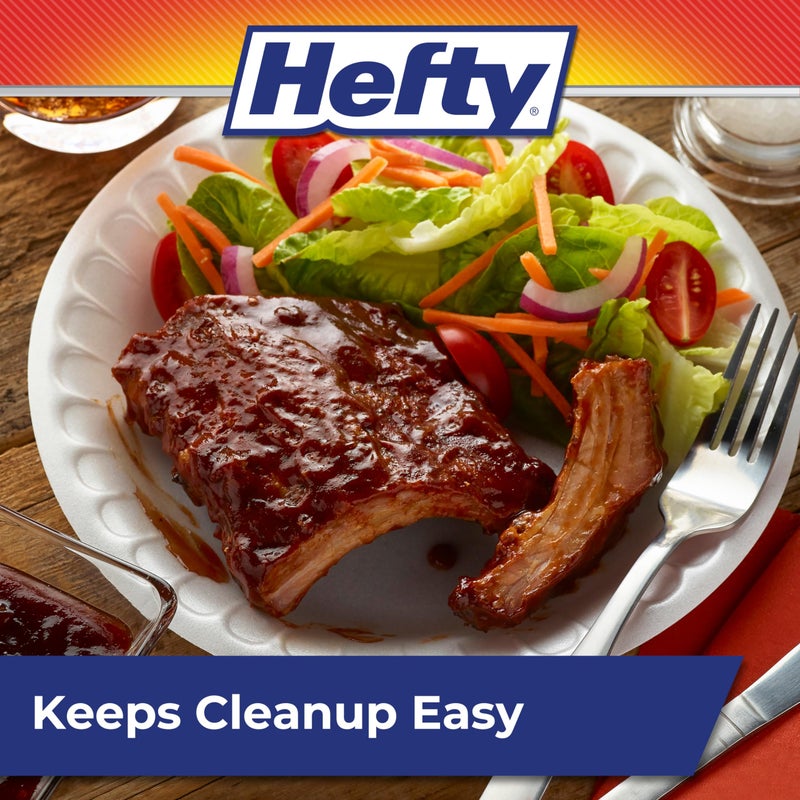 Hefty Everyday Soak Proof Disposable Foam Plates, 8.9 Inches, 100 Count, Disposable White Plates for Lunch, Salads, and Appetizers, Great for Everyday Use, Easy Cleanup - Image 4