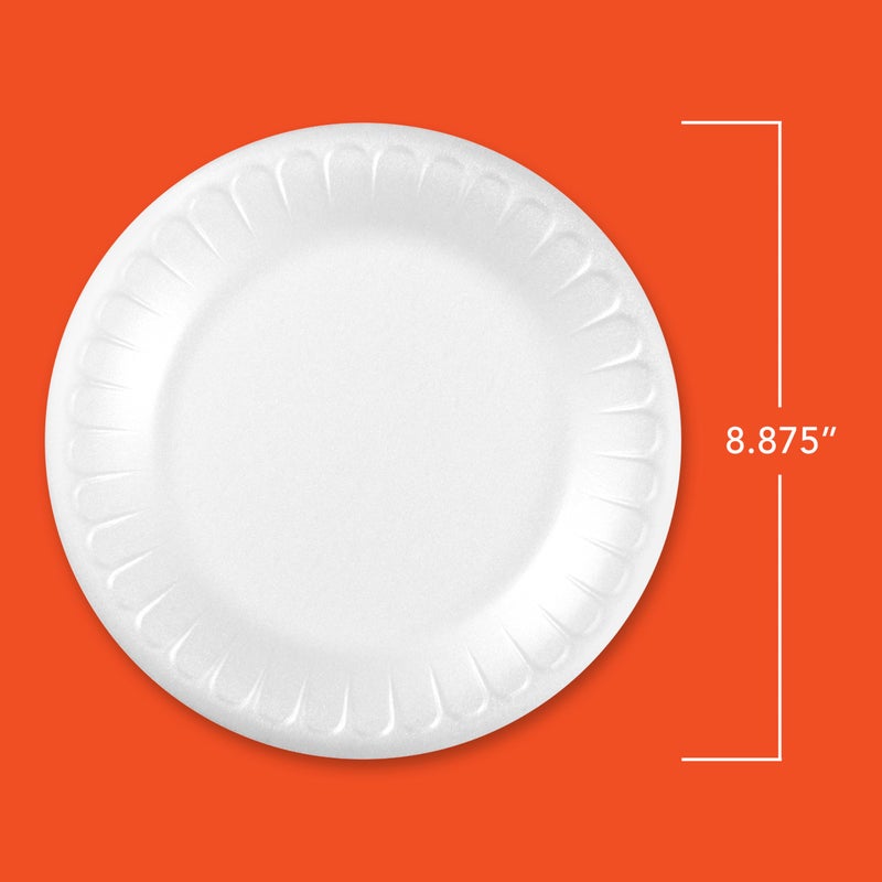 Hefty Everyday Soak Proof Disposable Foam Plates, 8.9 Inches, 100 Count, Disposable White Plates for Lunch, Salads, and Appetizers, Great for Everyday Use, Easy Cleanup - Image 2