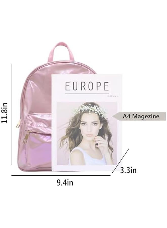 Holographic Backpack Iridescent Shoulder Bag Hologram Laser Satchel Travel Casual Daypack Purse for Women Men,Pink 7# - Image 5