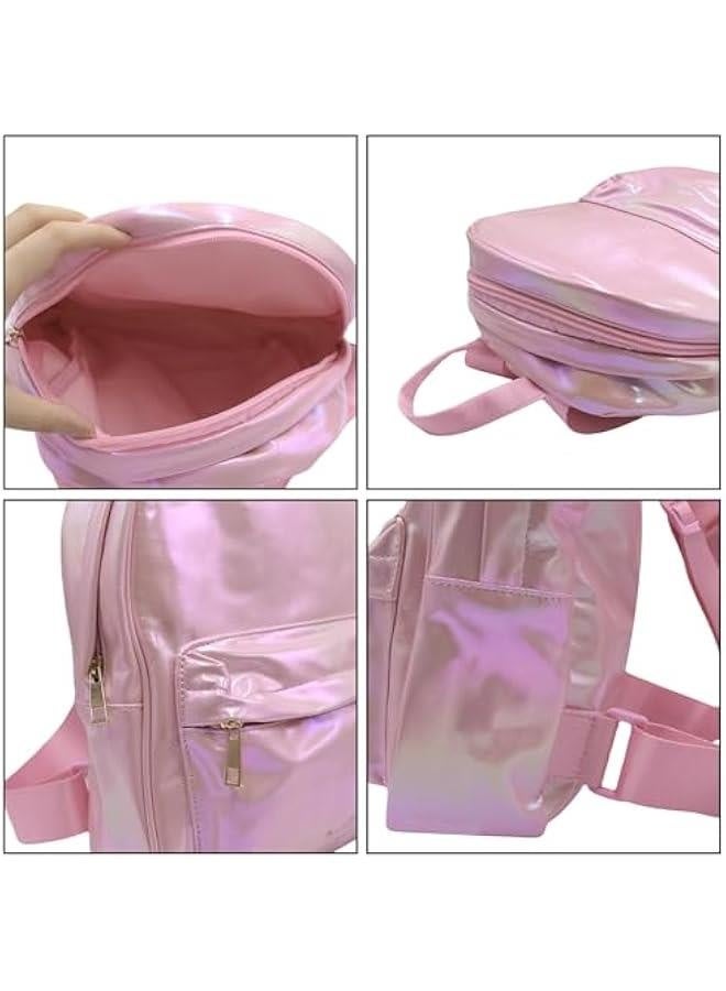 Holographic Backpack Iridescent Shoulder Bag Hologram Laser Satchel Travel Casual Daypack Purse for Women Men,Pink 7# - Image 3