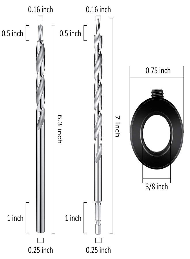 مادر قطع من مثقاب ثقب الجيب مقاس 3/8 بوصة مع طوق إيقاف العمق وساق سداسية مقاس 1/4 وساق مستديرة مثقاب خطوة ملتوية بديل لنظام دليل ثقب الجيب اليدوي Jig Master (بطول 6.3 بوصة) - Image 2
