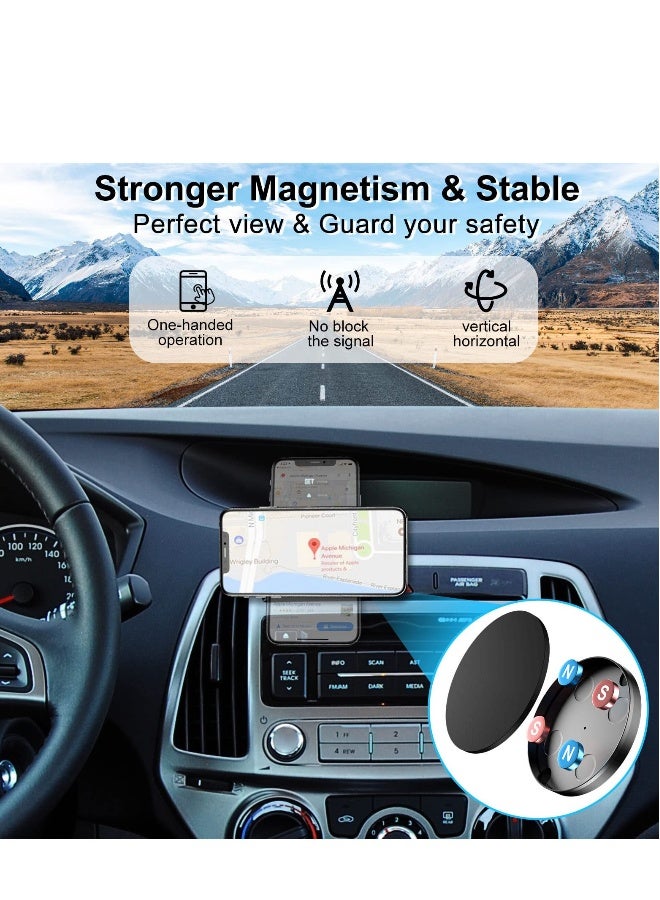 Magnetic Phone Holder, 4 Pack Universal Magnetic Phone Car Mount for Dashboard Magnetic Car Phone Holder with Metal Plates and Adhesive Sticker for iPhone 13/14/Pro/Pro Max Huawei Samsung Smartphones - Image 3