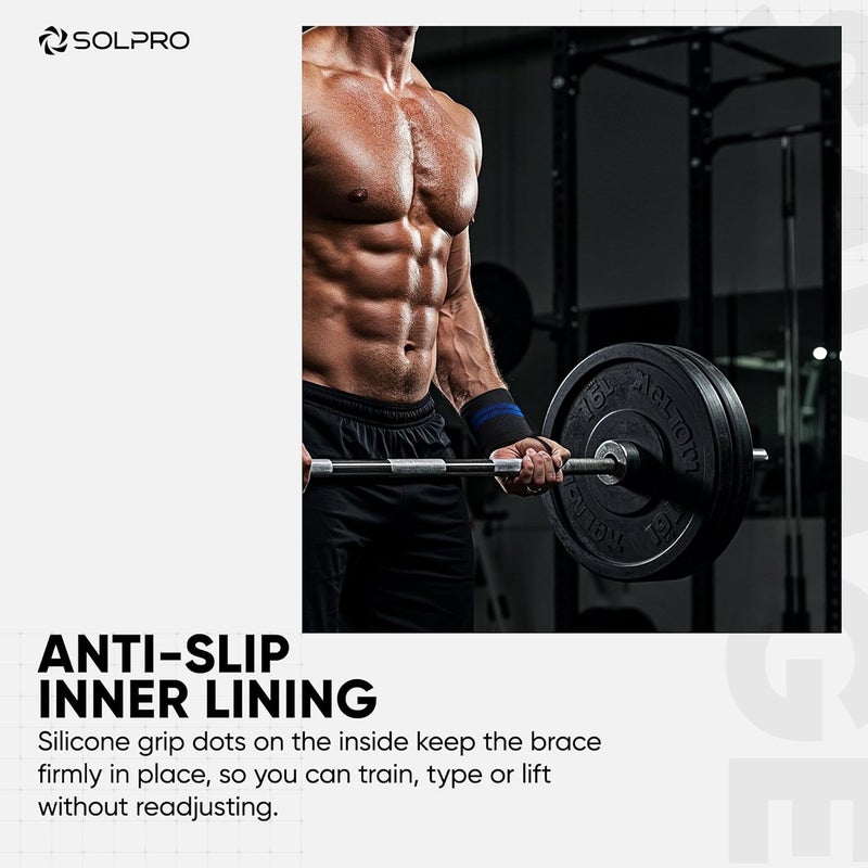 SOLPRO دعم المعصم سافاج | كم ضغط قابل للتنفس مع قبضة غير قابلة للانزلاق لرفع الأثقال، رفع القوة، الصالة الرياضية، الرياضة وتخفيف آلام المعصم اليومية - Image 2