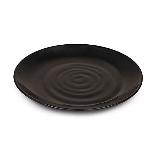 Everbuy Microwave Safe Big Dinner Plates for Foodies (Matte-Black) - Set of 8 - Image 1