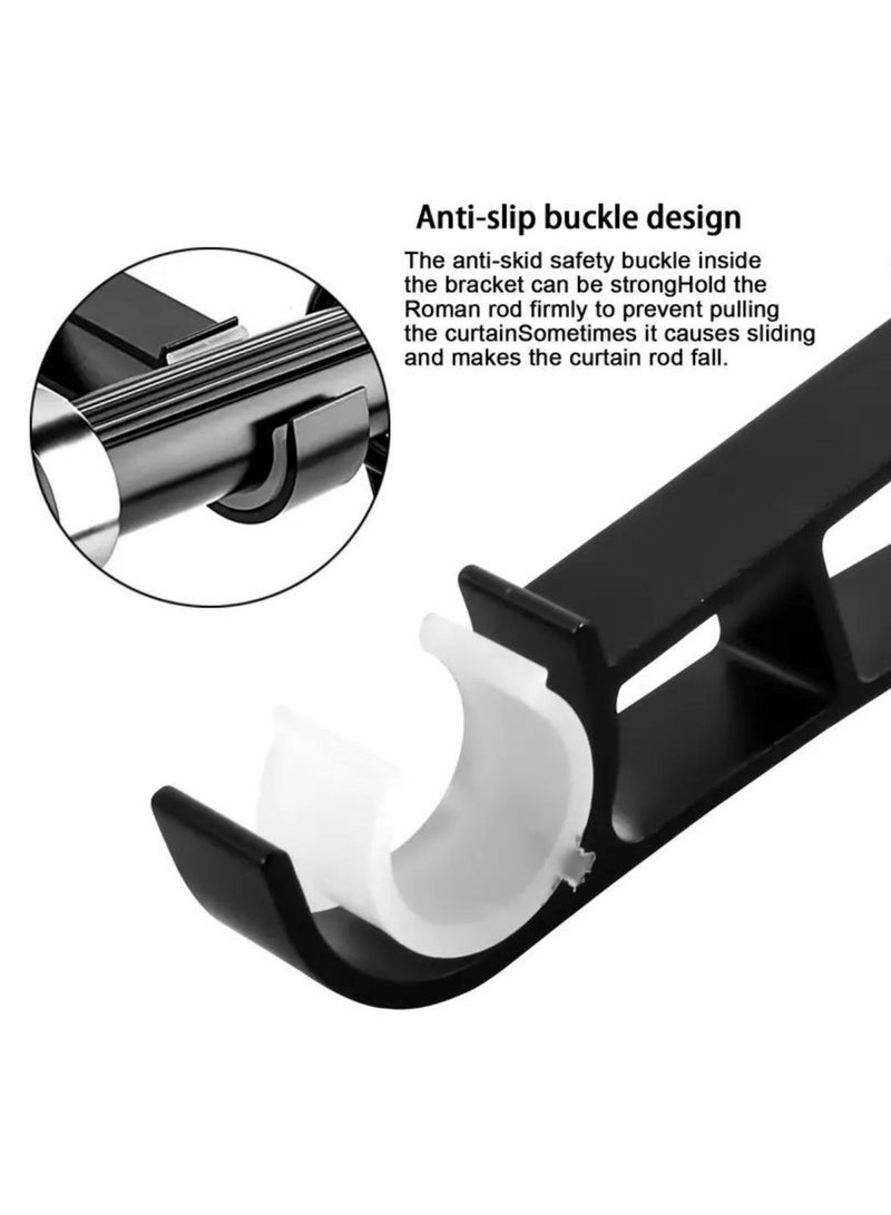 Arabest 2 Packs Heavy Duty Curtain Rod Brackets, Double Rod Holder for Curtains & Clothes, Black Metal Pole Support with Screws – Holds up to 50kg - Image 4