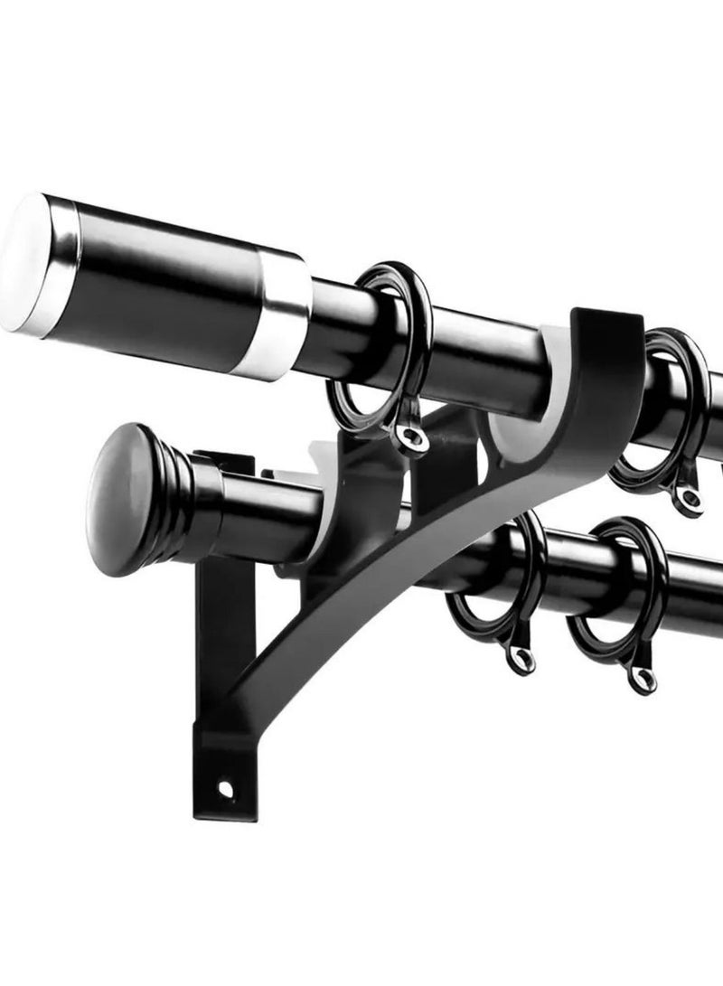 Arabest 2 Packs Heavy Duty Curtain Rod Brackets, Double Rod Holder for Curtains & Clothes, Black Metal Pole Support with Screws – Holds up to 50kg - Image 5