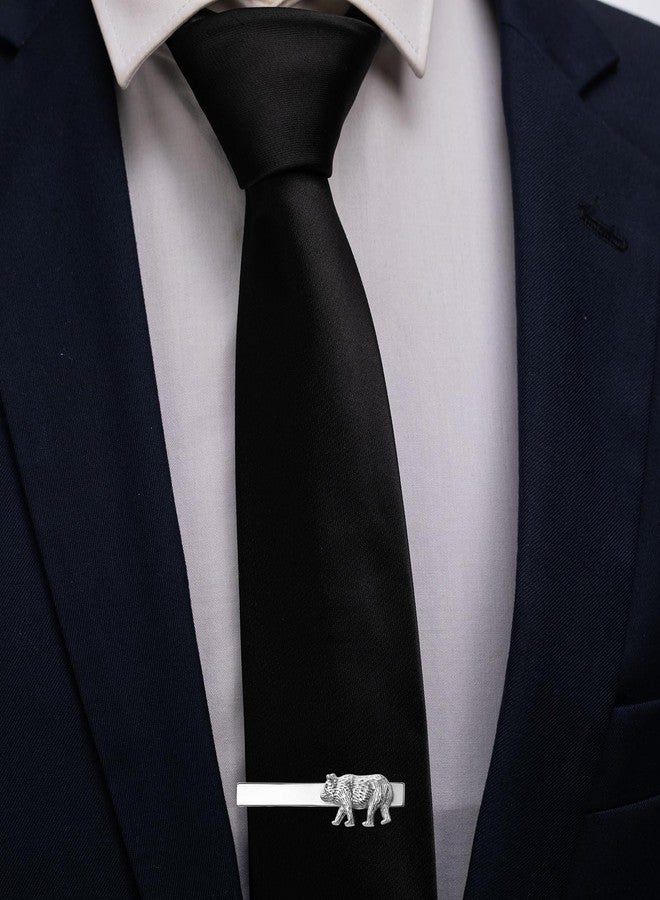 HAWSON 2.2 Inch Men's Wilderness Bear Tie Clip Silver Tie Bar for Wedding, Camping Events, Boardroom Northwoods Groomsmen Accessories & Outdoor Enthusiast Gifts - Image 2