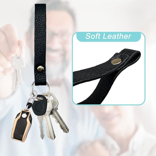 KRSURERICHER Leather Key Fob Holder, Access Card Key Chains RFID Protector, NFC Smart Key tag Case Keychain for Broken Key - Image 3