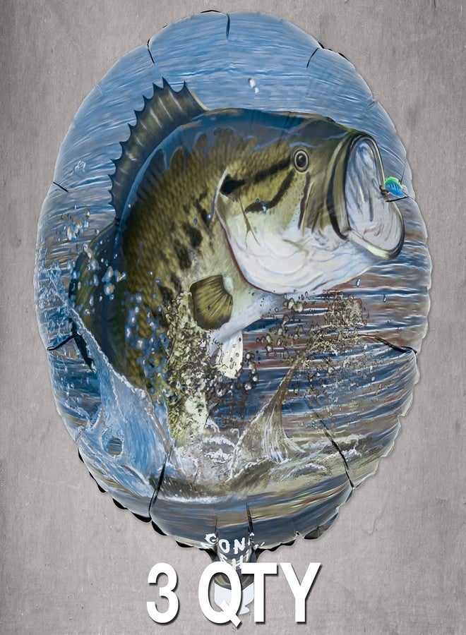 Havercamp Fish Balloons for Kids Party, 3 Pack 18in Bobber Balloons, Round Foil Mylar, Gone Fishin' Party Collection - Image 5