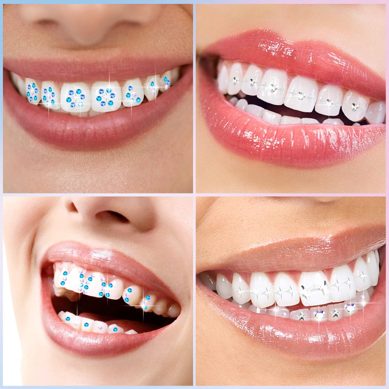 Sosation 377 Pieces Tooth Gem Kit DIY Fashionable Tooth Jewelry Kit Artificial Crystal Reflective Teeth Gems for Halloween Christmas Teeth Party Decorations Bright Style - Image 4