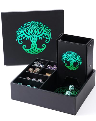 Soar Forge Dice Tray and Dice Tower for DND and RPG AllinOne Game Roamer Tray Large Tower for Random Rolls Stores Your Sets Minis and More Compatible with DD Gift Accessories Green Tree - Image 1