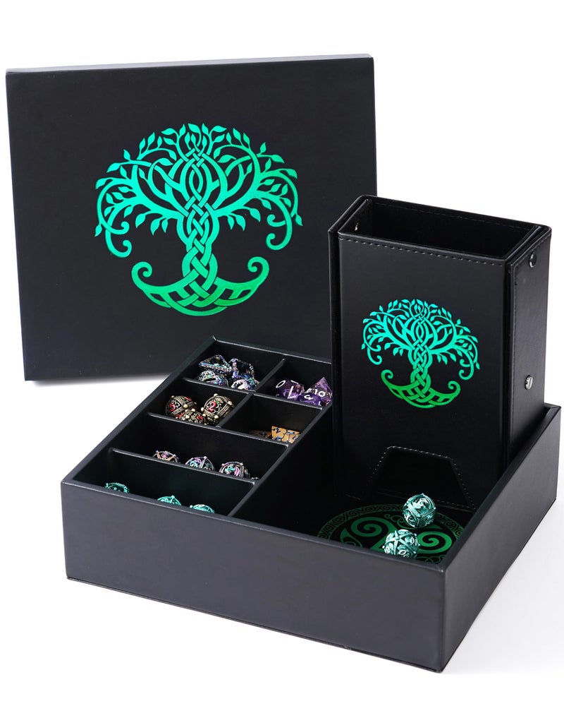 Soar Forge Dice Tray and Dice Tower for DND and RPG AllinOne Game Roamer Tray Large Tower for Random Rolls Stores Your Sets Minis and More Compatible with DD Gift Accessories Green Tree - Image 4