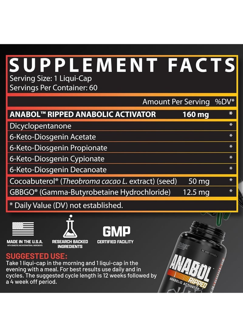 نورتكس ريسيرش كبسولات نيوتريكس أنابول ريبد السائلة، 60 كبسولة - حارق دهون متطور لإنقاص الوزن وبناء العضلات الهزيلة - طاقة مُنشّطة وتحكم في الشهية - مناسب لحمية الكيتو والنباتيين - Image 4