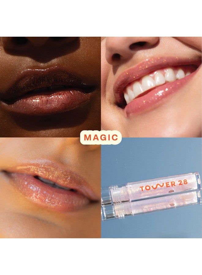 TOWER 28 Shineon Lip Jelly, Magic ; Nonsticky, Vegan Lip Gloss In Clear With Gold Shimmer ; 5 Nourishing Oils ; Moisturizing, Clean, Cruelty Free - Image 3
