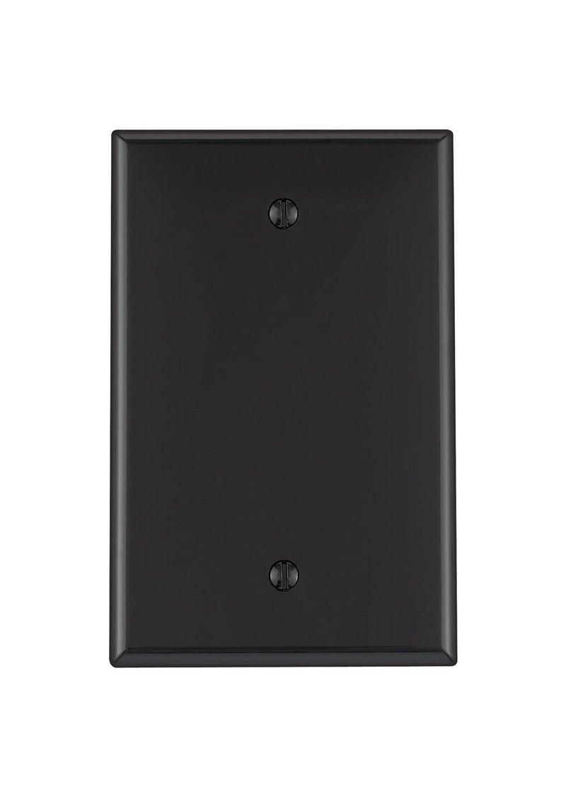 Leviton 1-Gang Blank Wallplate, Midway Size, PJ13-E, Black - Image 1