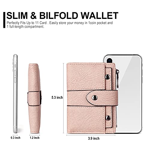 CLUCI Small Wallet for Women Leather Bifold Multi Mini Card Holder Organizer designer Ladies Zipper Coin with Removable ID Window - Image 3