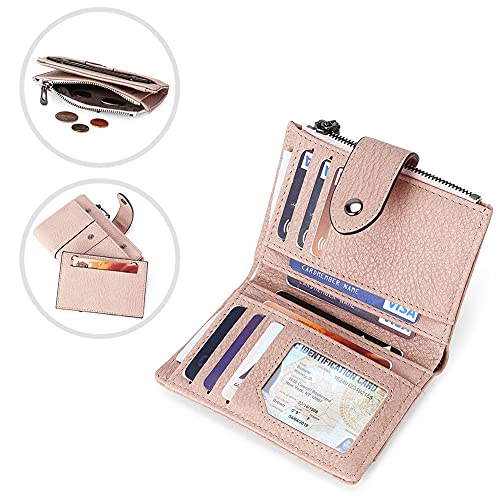 CLUCI Small Wallet for Women Leather Bifold Multi Mini Card Holder Organizer designer Ladies Zipper Coin with Removable ID Window - Image 4