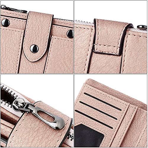 CLUCI Small Wallet for Women Leather Bifold Multi Mini Card Holder Organizer designer Ladies Zipper Coin with Removable ID Window - Image 5
