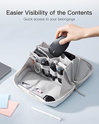 Inateck Electronics Organizer Travel Case, 180° Open Water-resistant, Multifunctional Travel Organizer Bag, Electronic Accessories Carry Case, Black, Large - Image 4