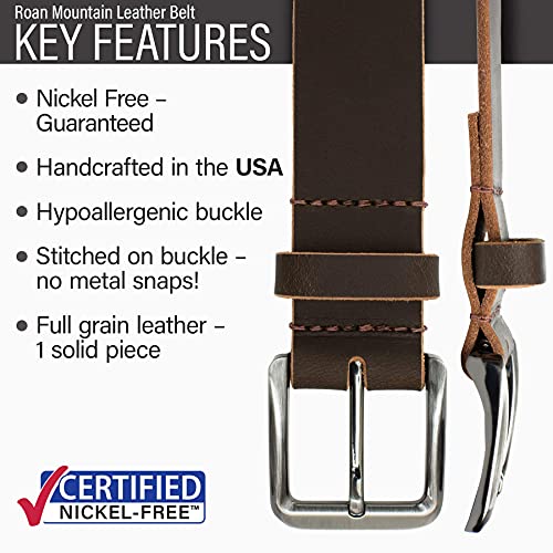 Nickel Smart Roan Mountain Brown Leather Belt - 36" - Image 3