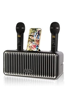 Karaoke Machine, Bluetooth Karaoke Speaker With 2 Wireless Microphone,Party Speakers,Singing Machine Karaoke With Phone Holder,HD Sound PA System Support TWS,TFcard,AUX In,for Party/Meeting