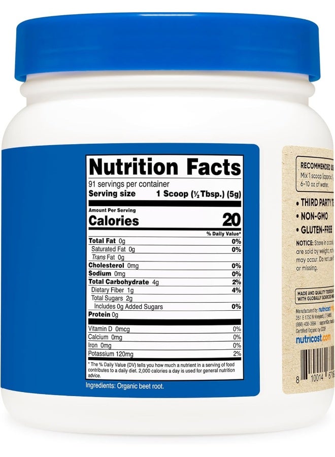 Nutricost Organic Beet Root Powder 1 LB - Superfood, Certified USDA Organic - Image 5