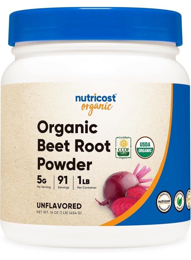 Nutricost Organic Beet Root Powder 1 LB - Superfood, Certified USDA Organic - Image 1