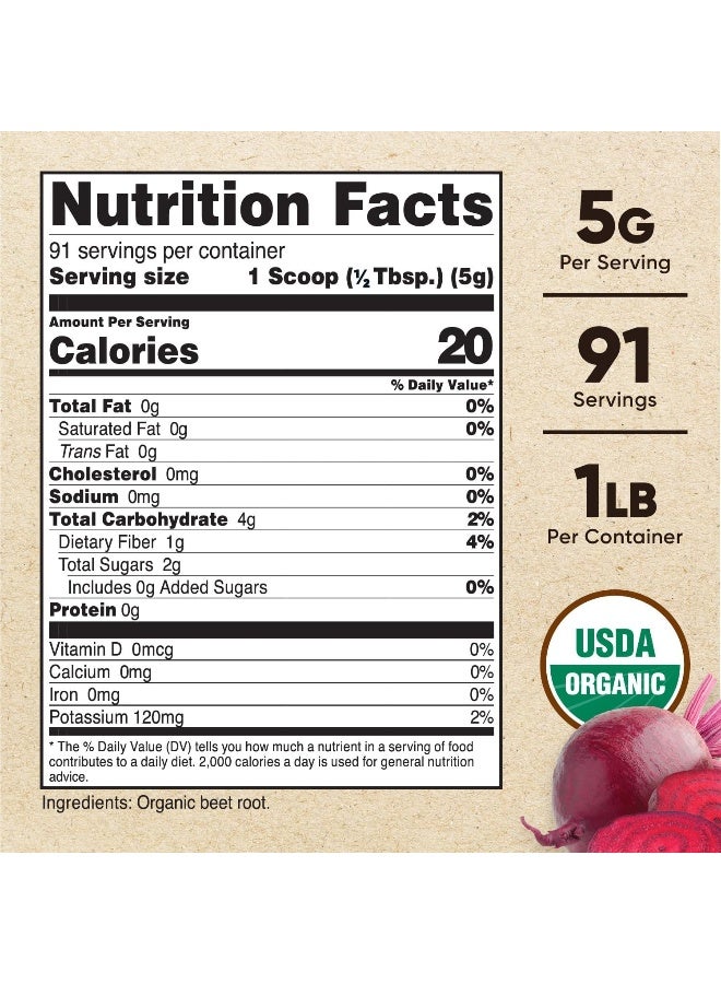 Nutricost Organic Beet Root Powder 1 LB - Superfood, Certified USDA Organic - Image 2