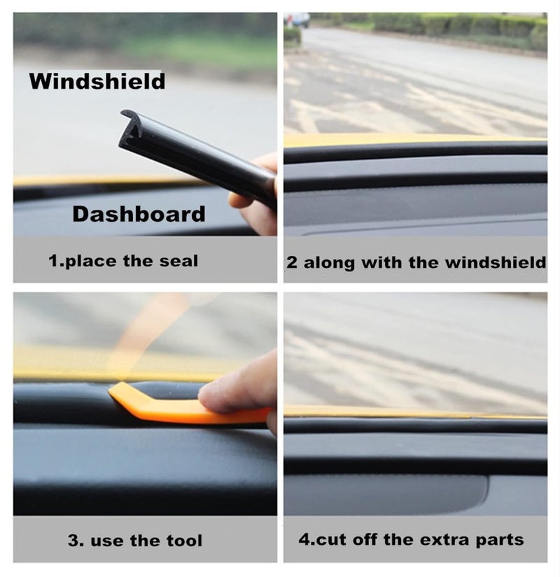 Careflection SHOP360 Universal Rubber Car Dashboard Windshield Soundproof Sealing Strips Stickers (1.6M, Pack of 1) - With applicator tools - Image 4