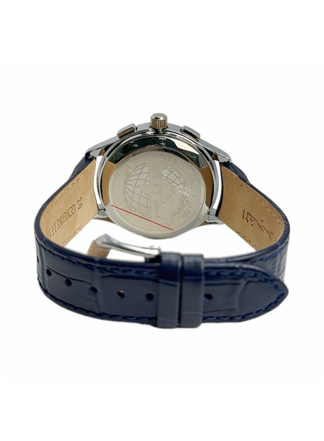 Al Fajr Analogue and digital dual-display round dial watch with blue leather strap and black dial Minimalist and fashionable style watch WW-22SBL-LS - Image 3