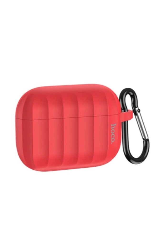 Hoco WB22 - Glory Series Silicone Protective Cover Case Designed For Apple AirPods 3 (2021), With Hook And Neck Strap - Red - Image 3