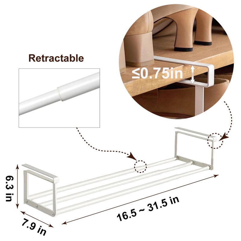 HGZBS Expandable Shoe Rack Organizer - Adjustable Shoe Rack & Under Cabinet Shelf - for Shoe or Clothing Storage and Organization, Under Shelf Storage (Black,1 Pcs) - Image 2