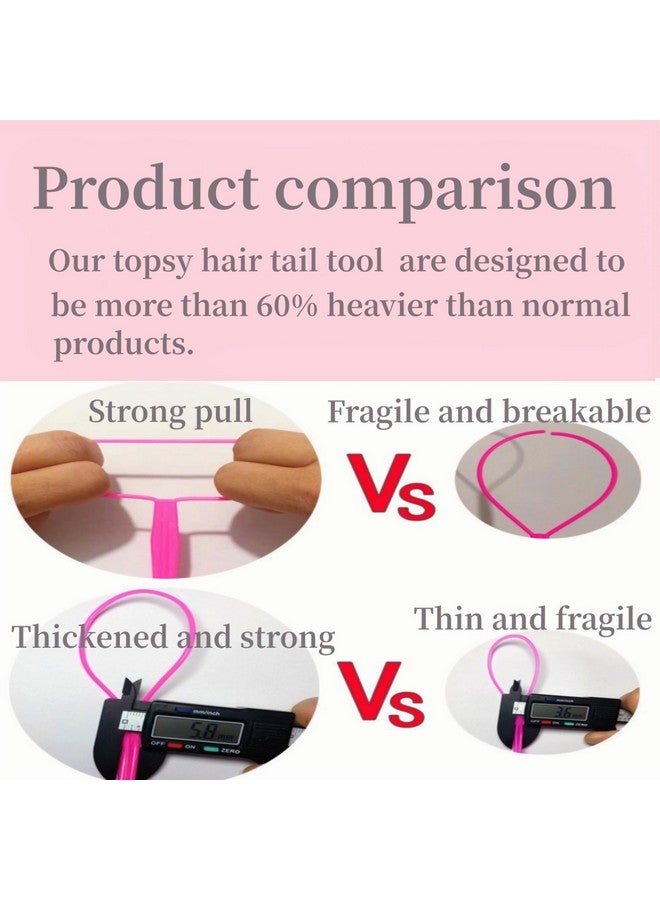 Schembo Schembo Topsy Tail Hair Tool 6pcs Hair Loop Styling Tool Set, 3 Colors Ponytail Hair Pull Through Tool, Two Sizes of Topsy Turvy Hair Tool for Women,Girls and Kids, Hair Flip Tool (pink/purple/blue) - Image 5