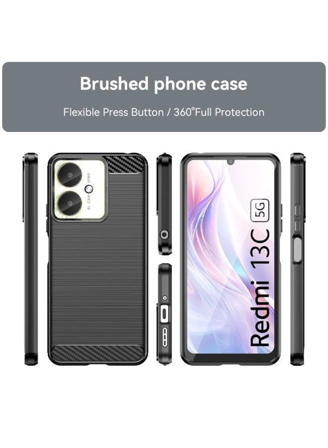 SanHu for Redmi 13C 5G Case Cover, High Quality Slim and Lightweight Brushed Comfortable TPU Soft Feel Cell Phone Protective Case for Redmi 13C 5G, Black - Image 2