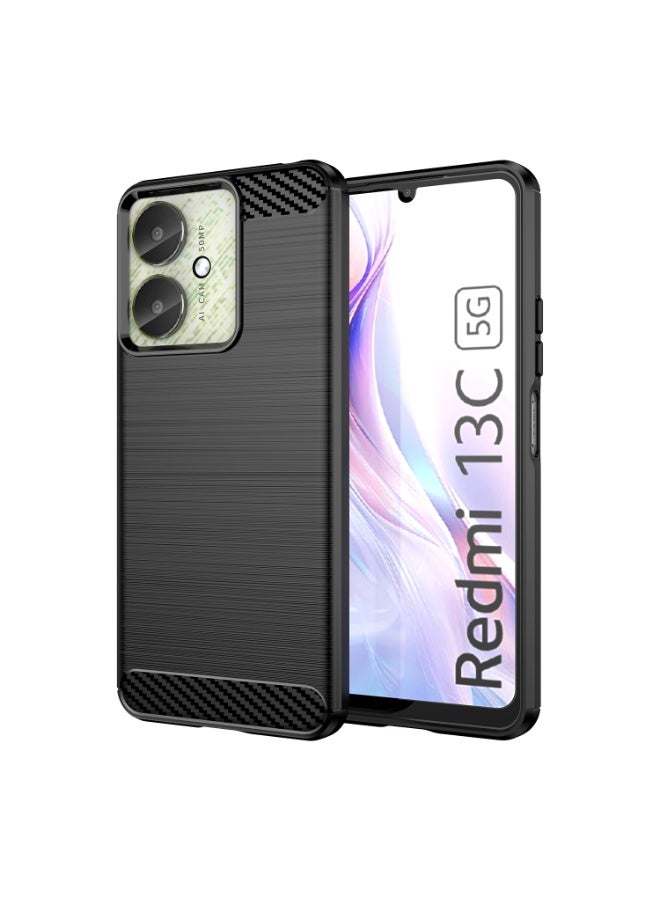 SanHu for Redmi 13C 5G Case Cover, High Quality Slim and Lightweight Brushed Comfortable TPU Soft Feel Cell Phone Protective Case for Redmi 13C 5G, Black - Image 1
