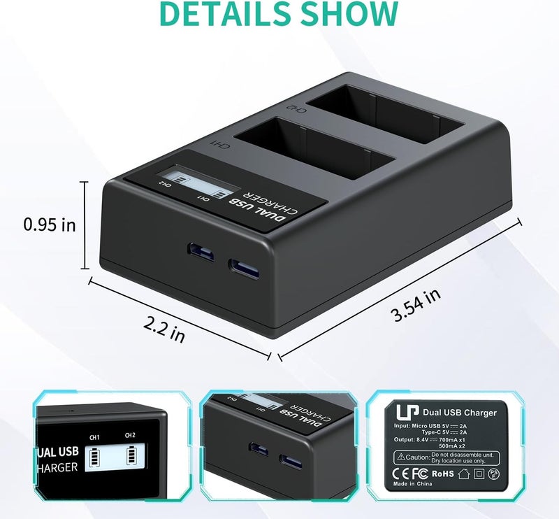 L & P -E8 Battery Charger, LCD Display & Dual Slot Charger Compatible with Canon Rebel T2i T3i T4i T5i 600D 550D 650D 700D Kiss X4 X5 Kiss X6i X7i Digital Camera & More (Not for T2 T3 T4 T5) - Image 5