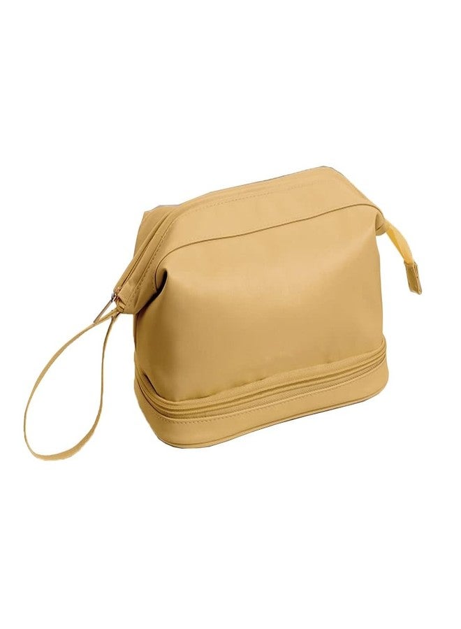 PUSHKH Double Layer Cosmetic Travel Bag, Makeup Bag with Brush Organizer Compartments, Makeup Pouch for Women and Girls - Image 1