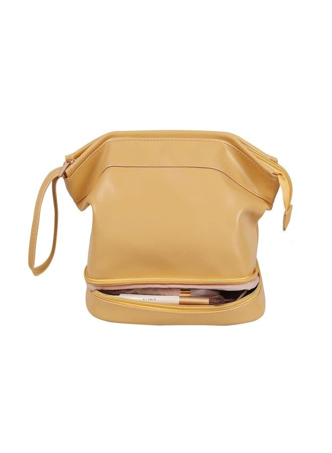 PUSHKH Double Layer Cosmetic Travel Bag, Makeup Bag with Brush Organizer Compartments, Makeup Pouch for Women and Girls - Image 4