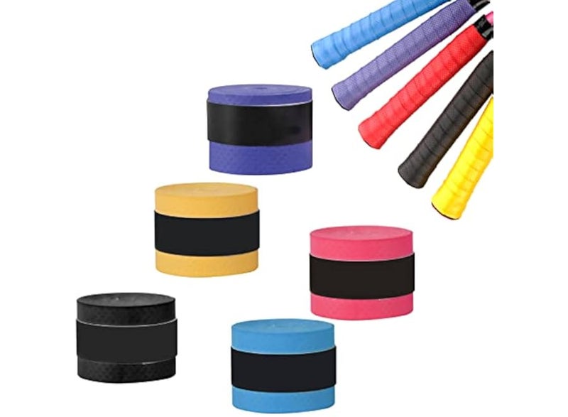 Stretchable, anti-slip, sweat-absorbing tennis and badminton racket grip tape; Hibai adhesive tape for tennis rackets, badminton rackets, and squash handles, 5 pieces - Image 1