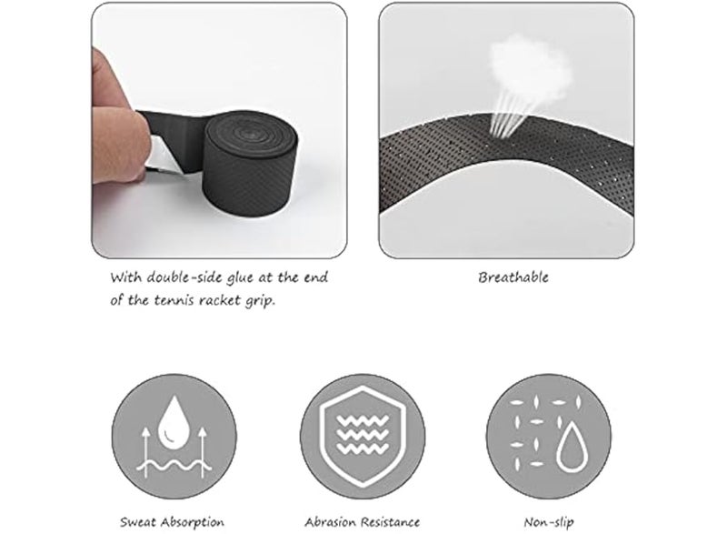 Stretchable, anti-slip, sweat-absorbing tennis and badminton racket grip tape; Hibai adhesive tape for tennis rackets, badminton rackets, and squash handles, 5 pieces - Image 4