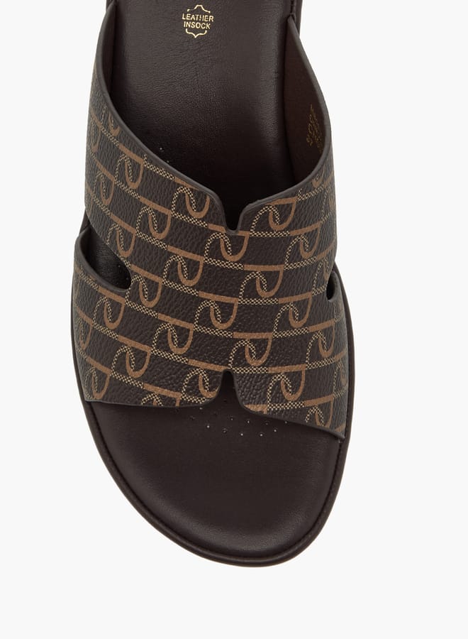Paprika Women's Monogram Printed Slip-On Block Heel Sandals  - Image 4