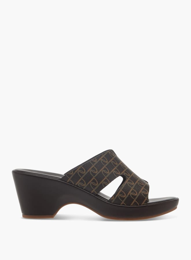 Paprika Women's Monogram Printed Slip-On Block Heel Sandals  - Image 3