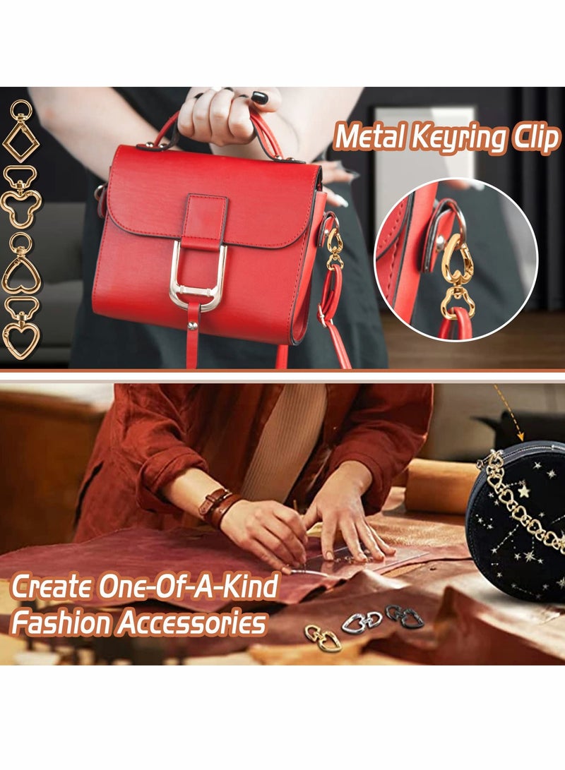 SOLARAE 16PCS Metal Heart Keychain Swivel Lobster Clasp Snap Hook Hanging Buckle Keyring Clip with Flower Rhombus Shape - Image 5