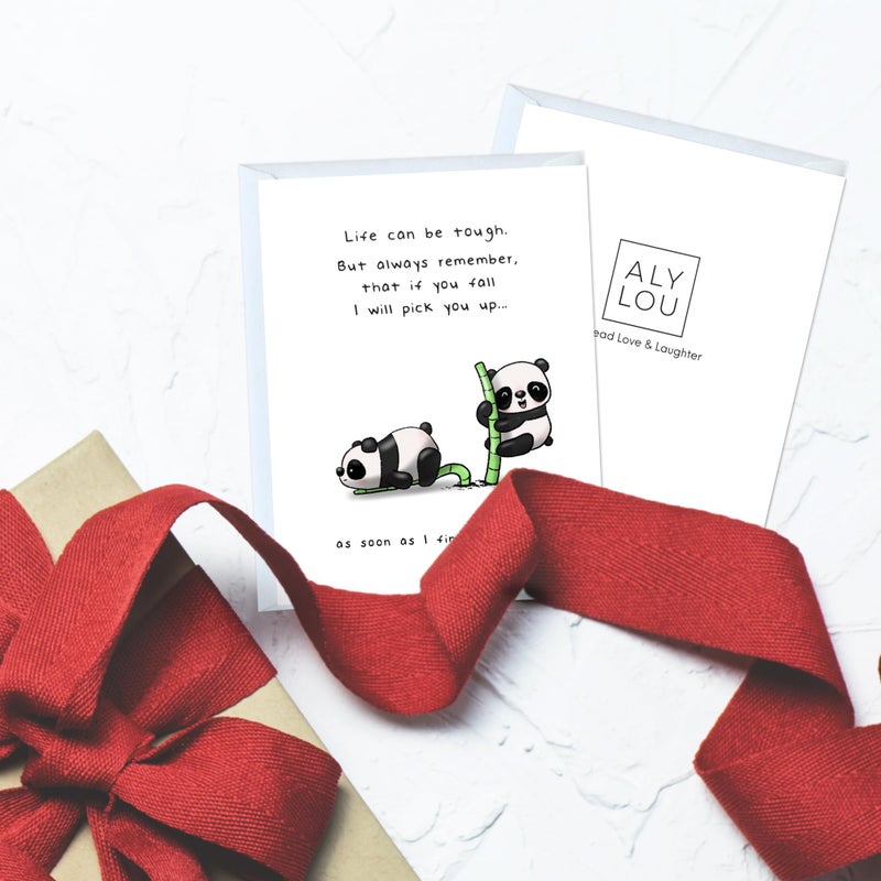 ALY LOU Funny Anniversary & Birthday Card â€“ Sarcastic Greeting Card Blank Inside, Cute & Perfect for Couples, Him, Her, Husband, Wife, Girlfriend, Boyfriend (Pick You Up ... After Laughing (Pandas)) - Image 2