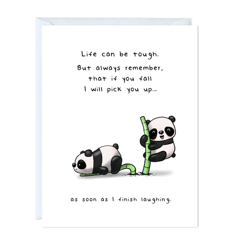 ALY LOU Funny Anniversary & Birthday Card â€“ Sarcastic Greeting Card Blank Inside, Cute & Perfect for Couples, Him, Her, Husband, Wife, Girlfriend, Boyfriend (Pick You Up ... After Laughing (Pandas)) - Image 1
