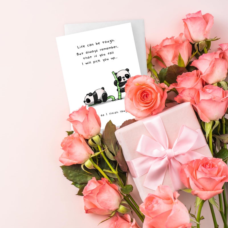 ALY LOU Funny Anniversary & Birthday Card â€“ Sarcastic Greeting Card Blank Inside, Cute & Perfect for Couples, Him, Her, Husband, Wife, Girlfriend, Boyfriend (Pick You Up ... After Laughing (Pandas)) - Image 4